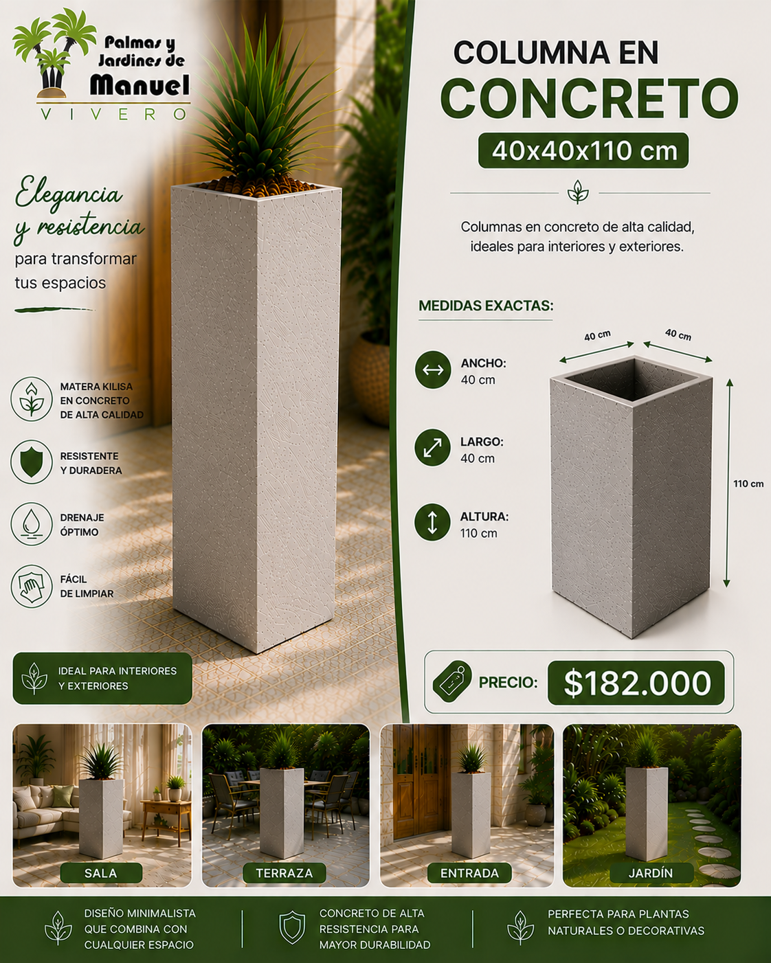 Columna en Concreto 40x40x110 cm