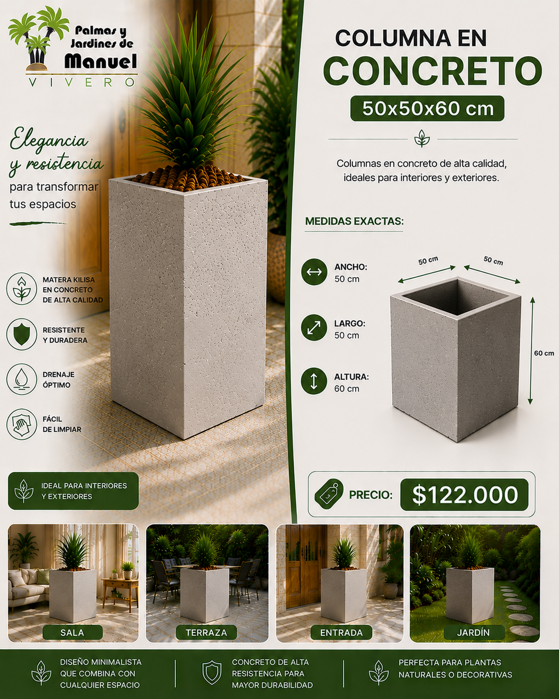 Columna en Concreto 50x50x60 cm