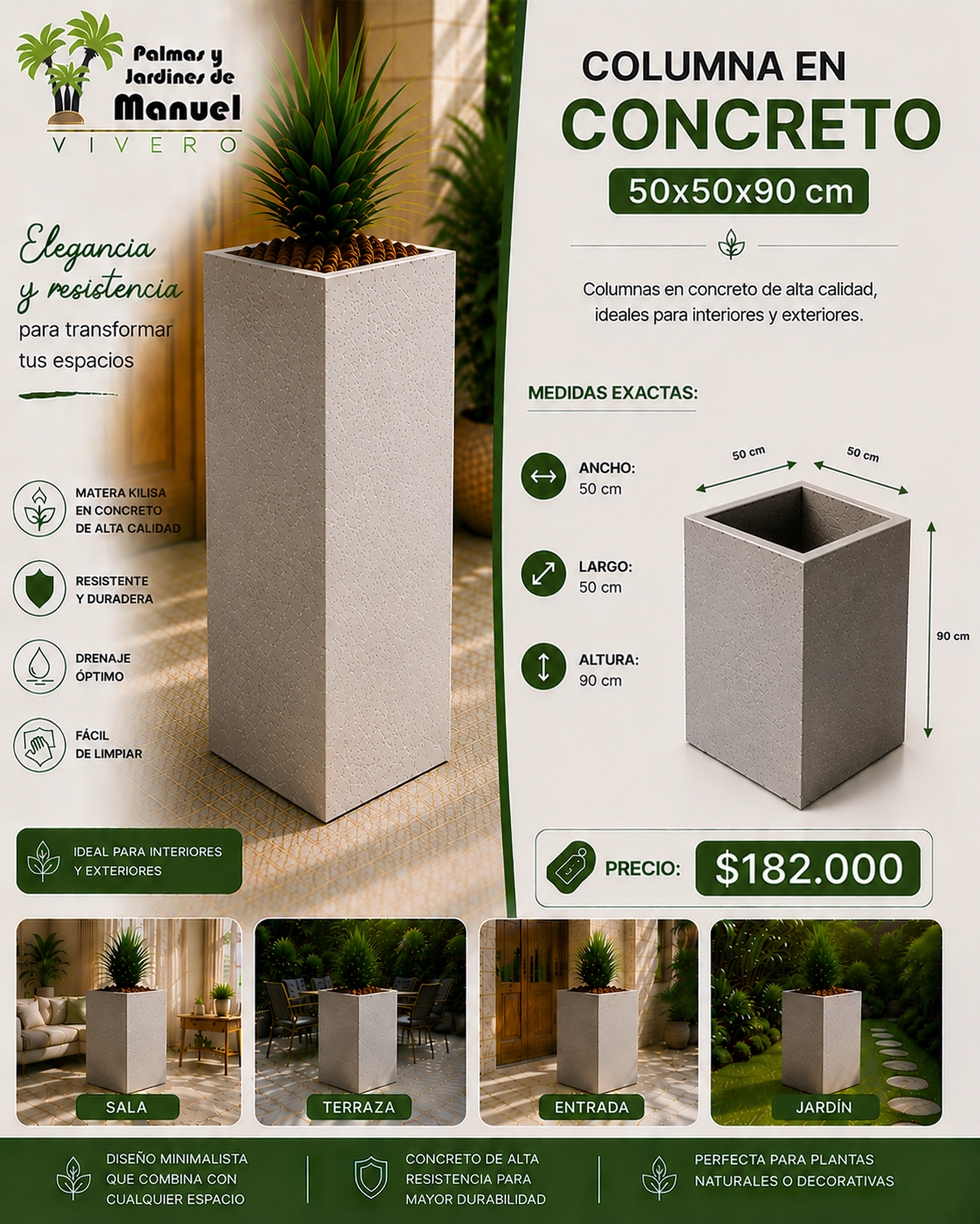 Columna en Concreto 50x50x90 cm