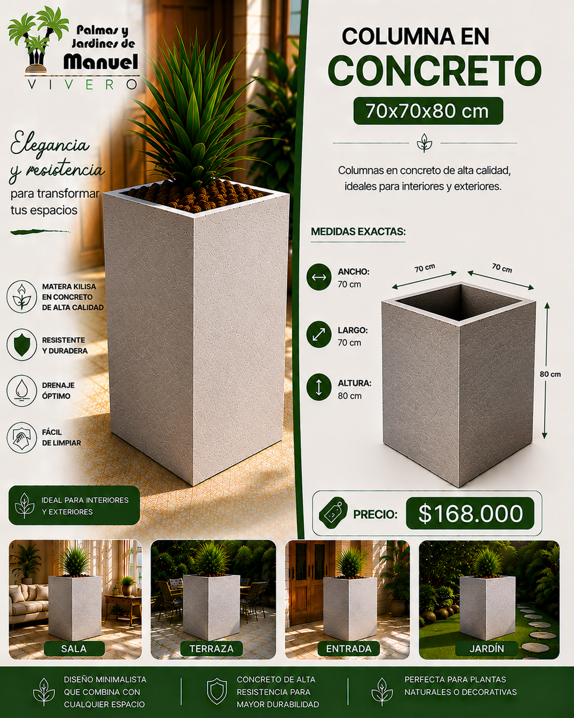 Columna en Concreto 70x70x80 cm