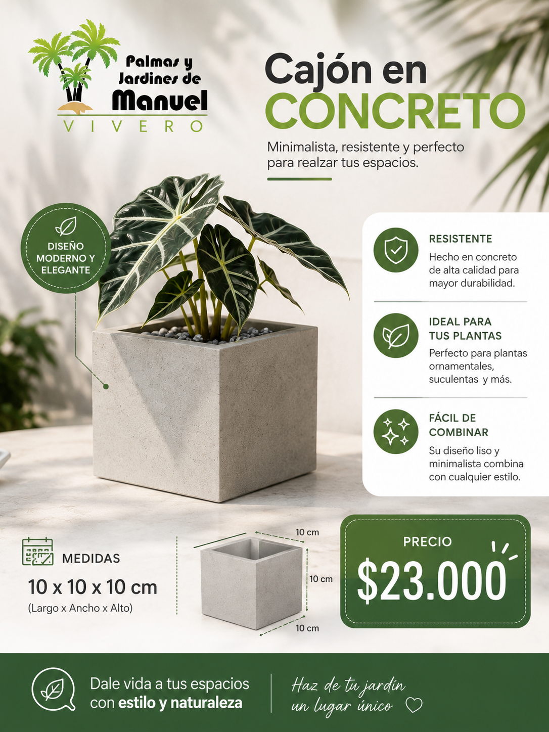 Cajón en Concreto 10x10x10 cm