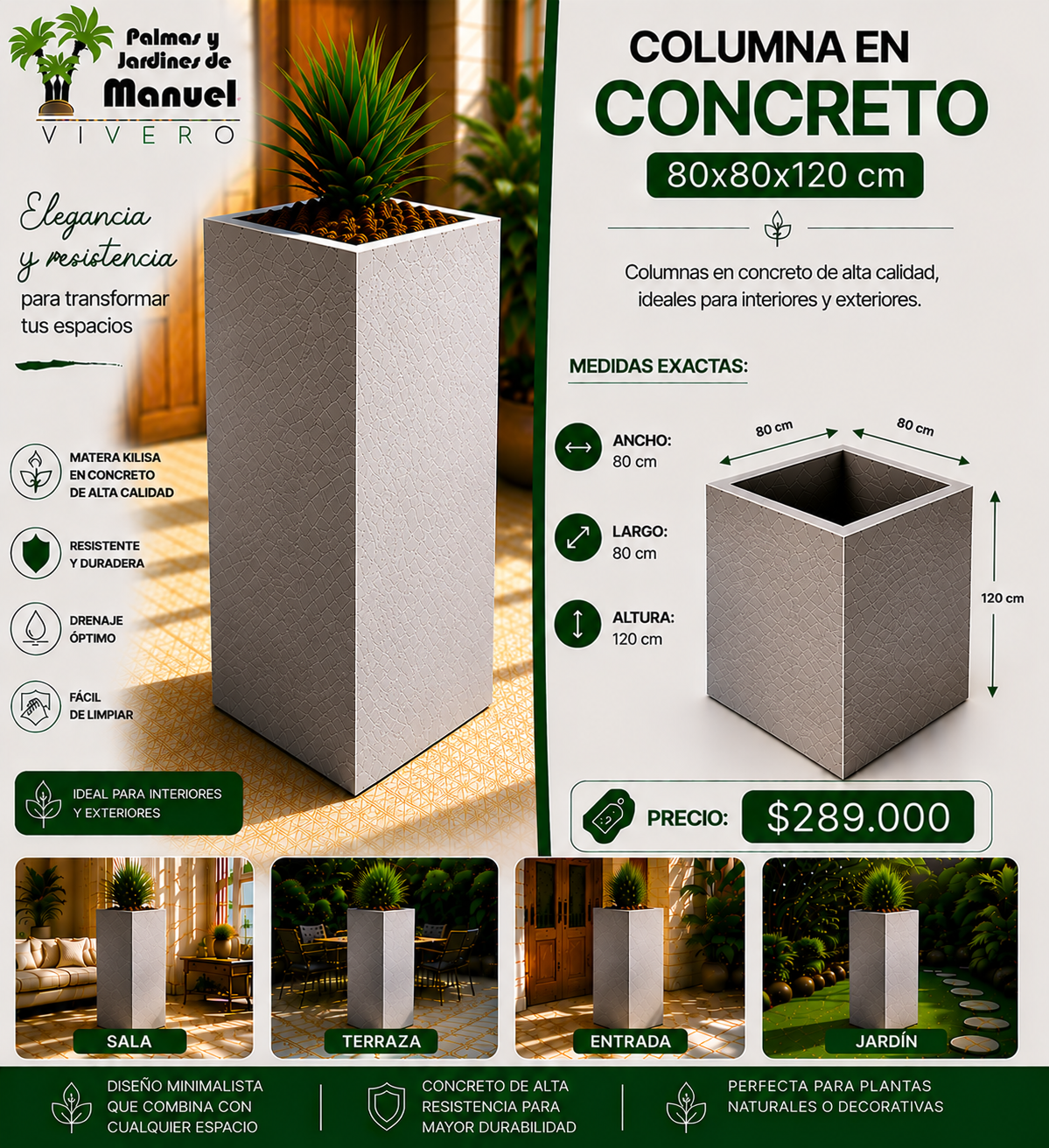 Columna en Concreto 80x80x120 cm