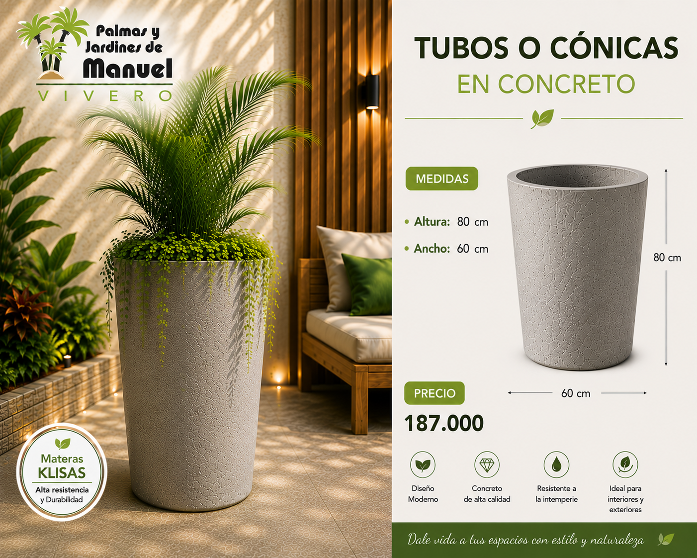 Tubos o Cónicas en Concreto 60x80 cm