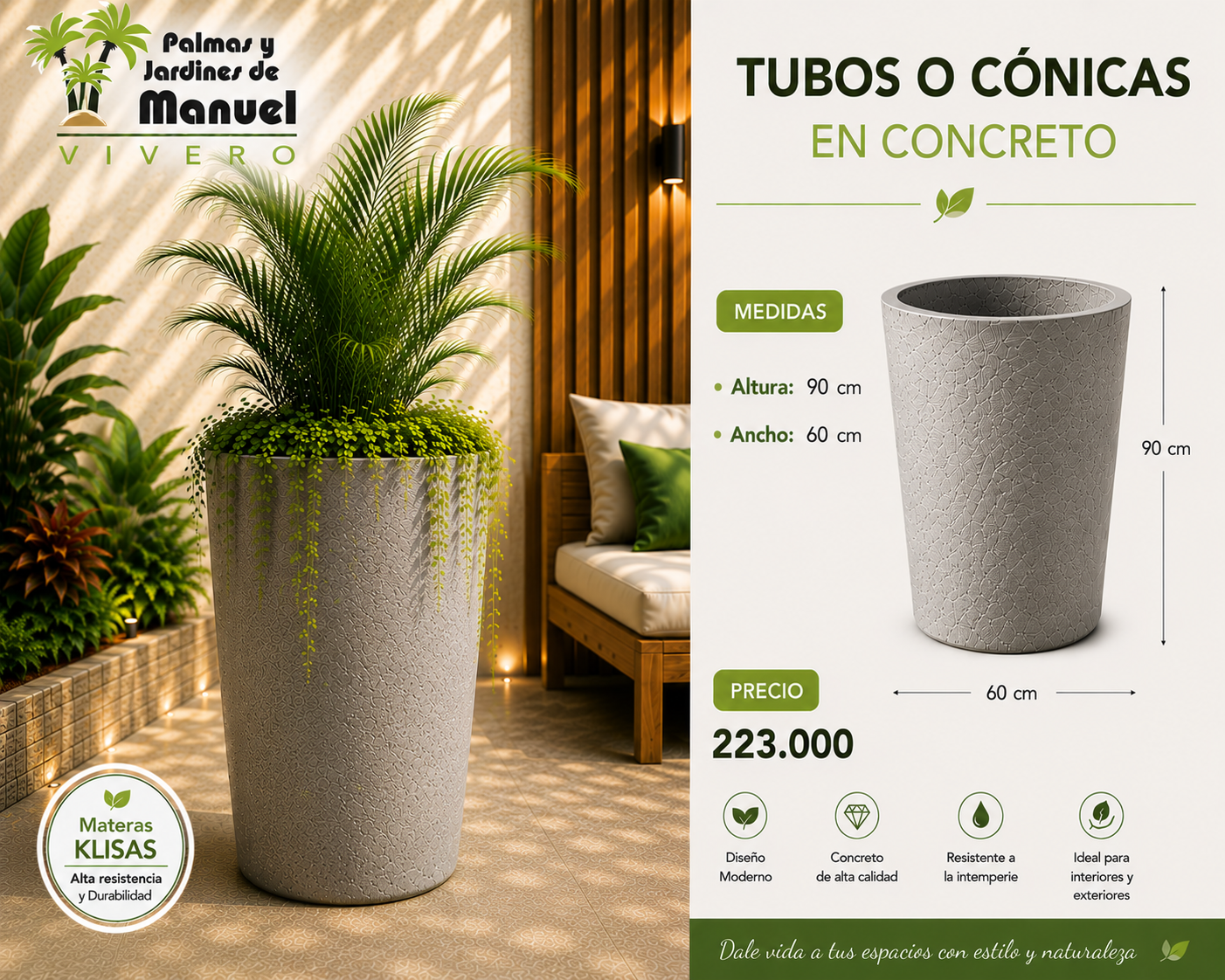Tubos o Cónicas en Concreto 60x90 cm