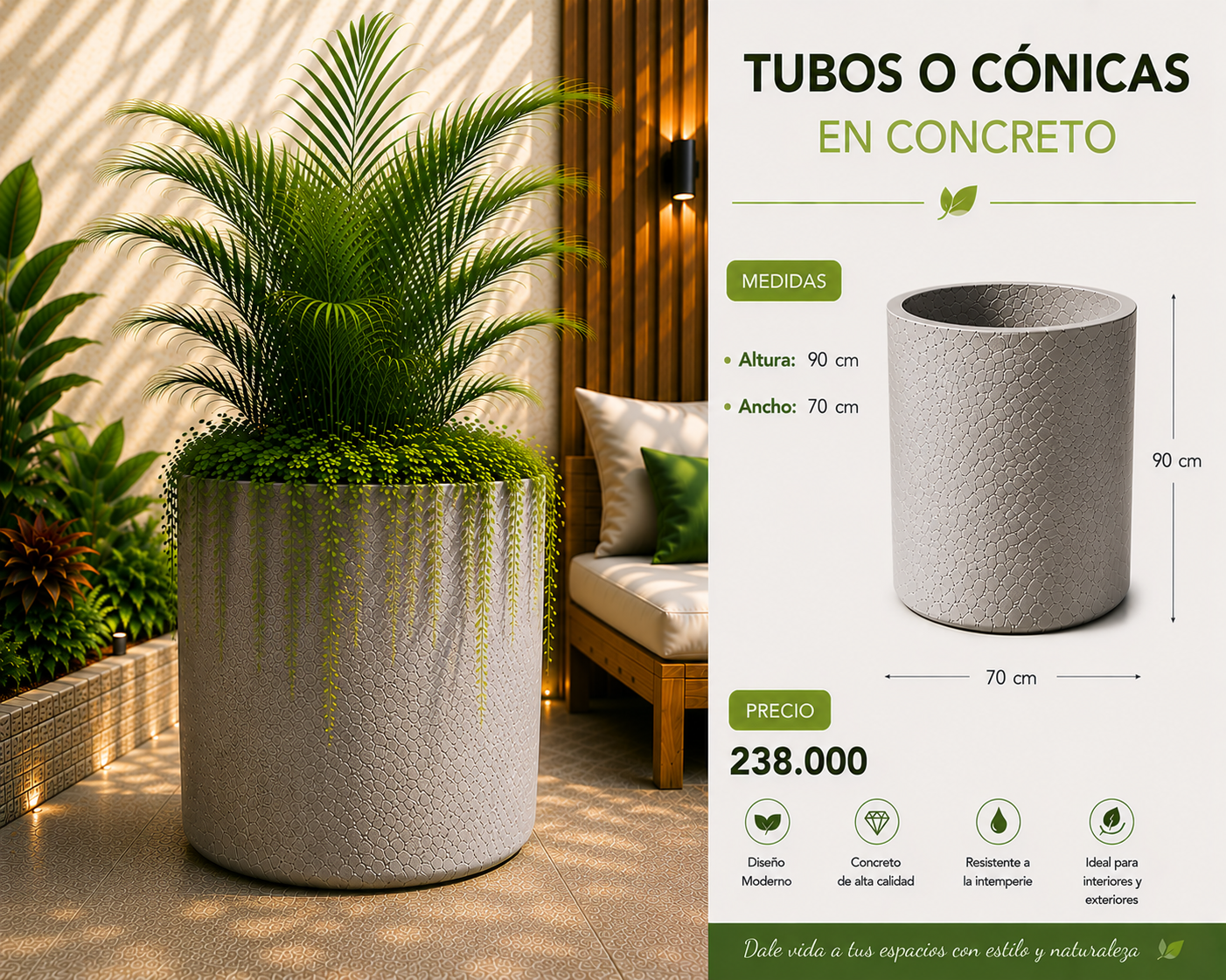 Tubos o Cónicas en Concreto 70x90 cm