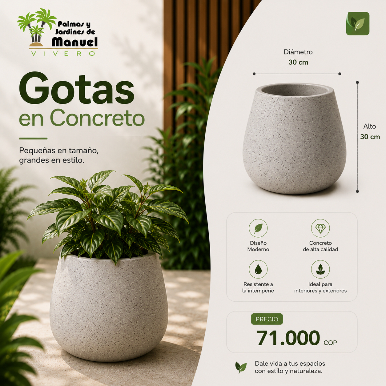 Gotas en Concreto 30x30 cm