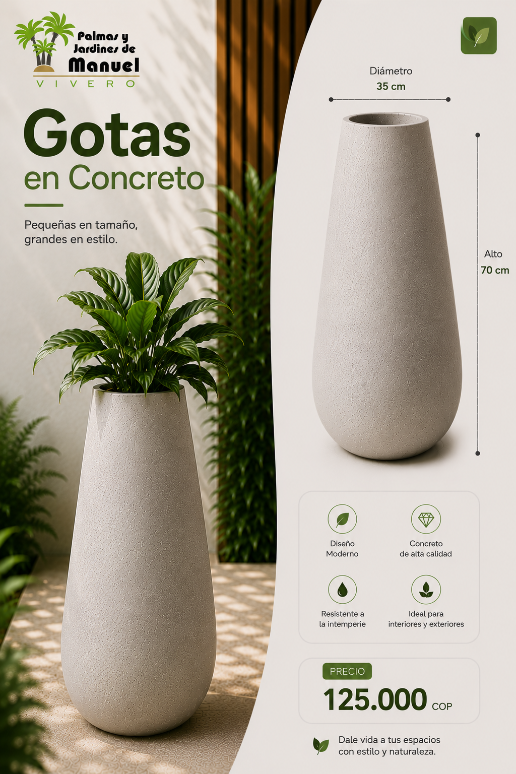 Gotas en Concreto 35x70 cm