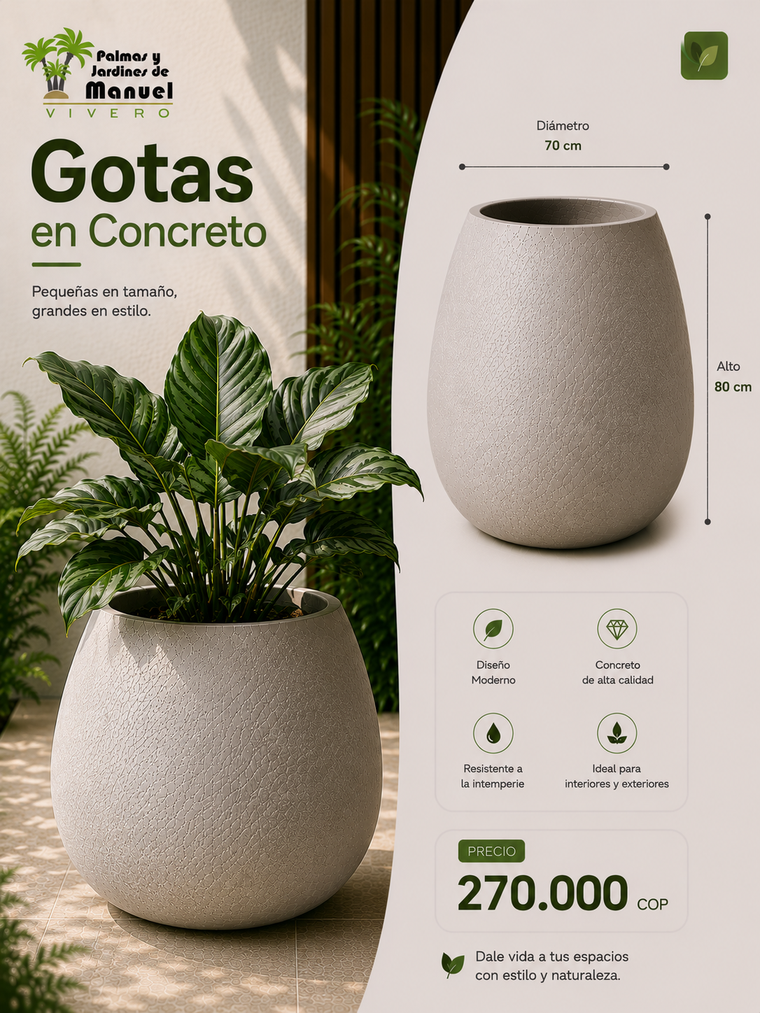 Gotas en Concreto 70x80 cm