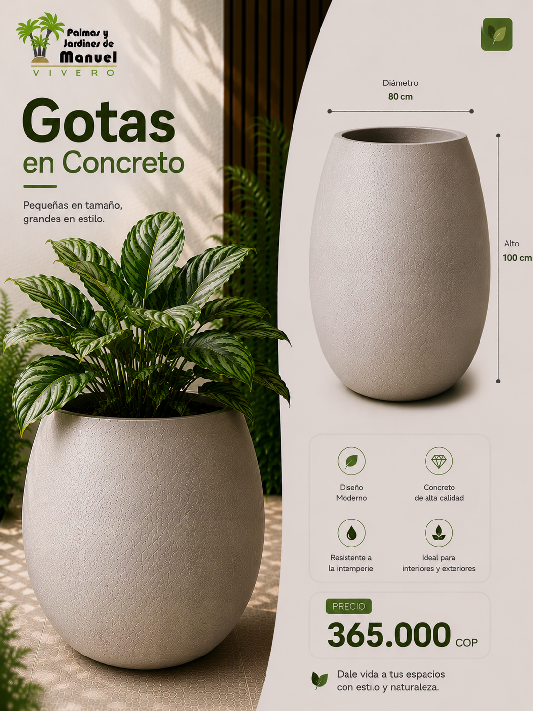 Gotas en Concreto 80x100 cm