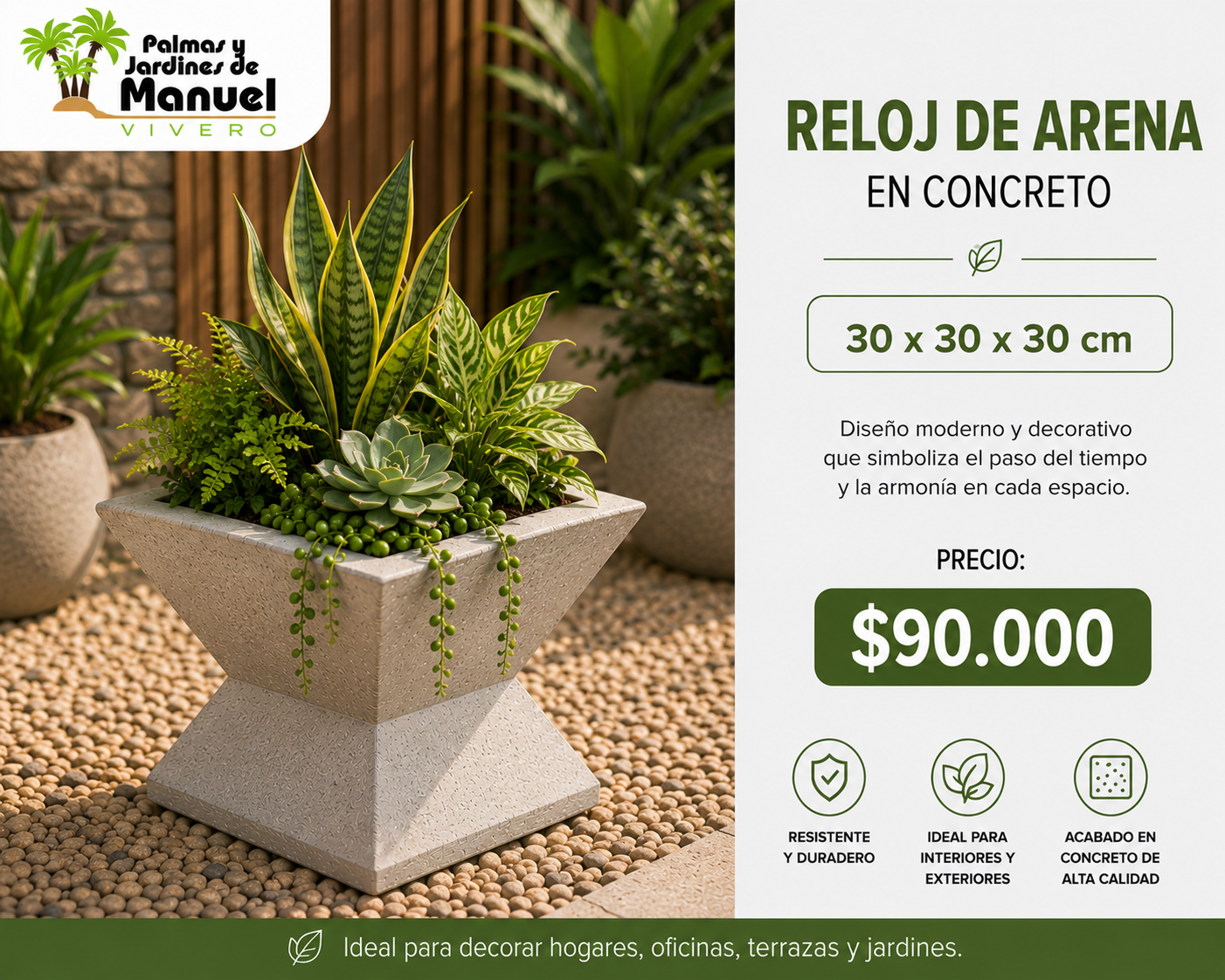 Reloj de arena en Concreto 30x30x30 cm