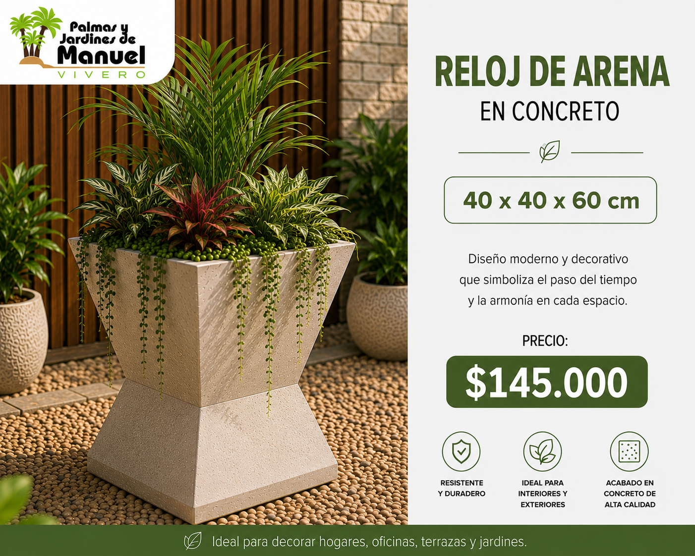 Reloj de arena en Concreto 40x40x60 cm