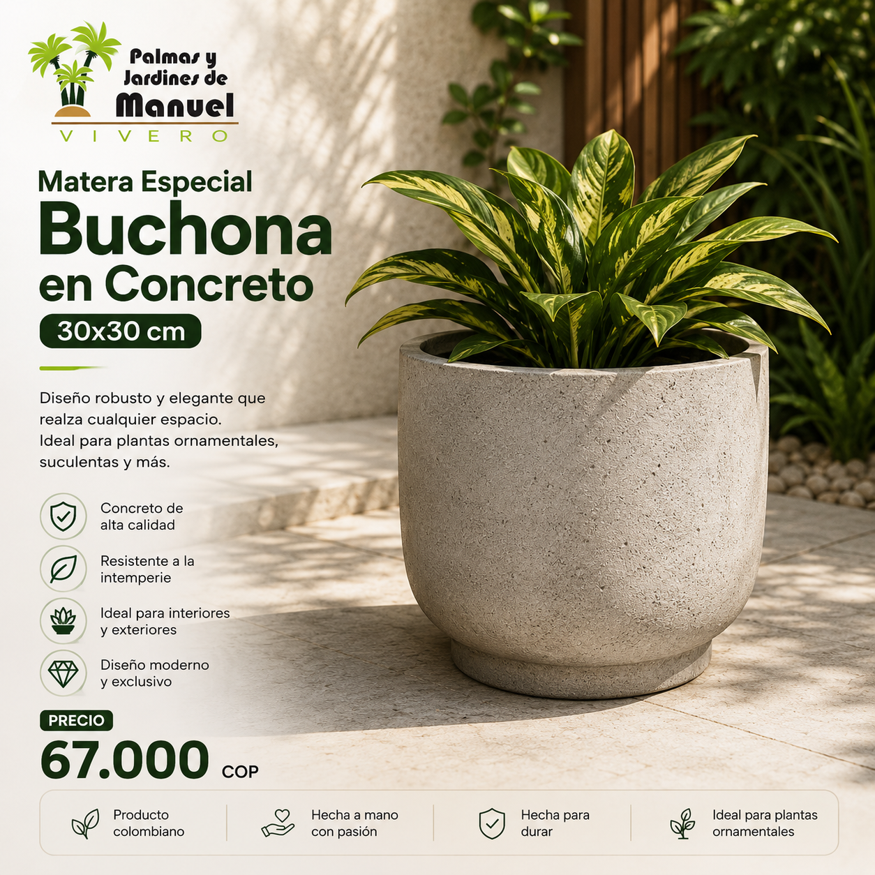 Matera Especial Buchona en Concreto 30x30 cm