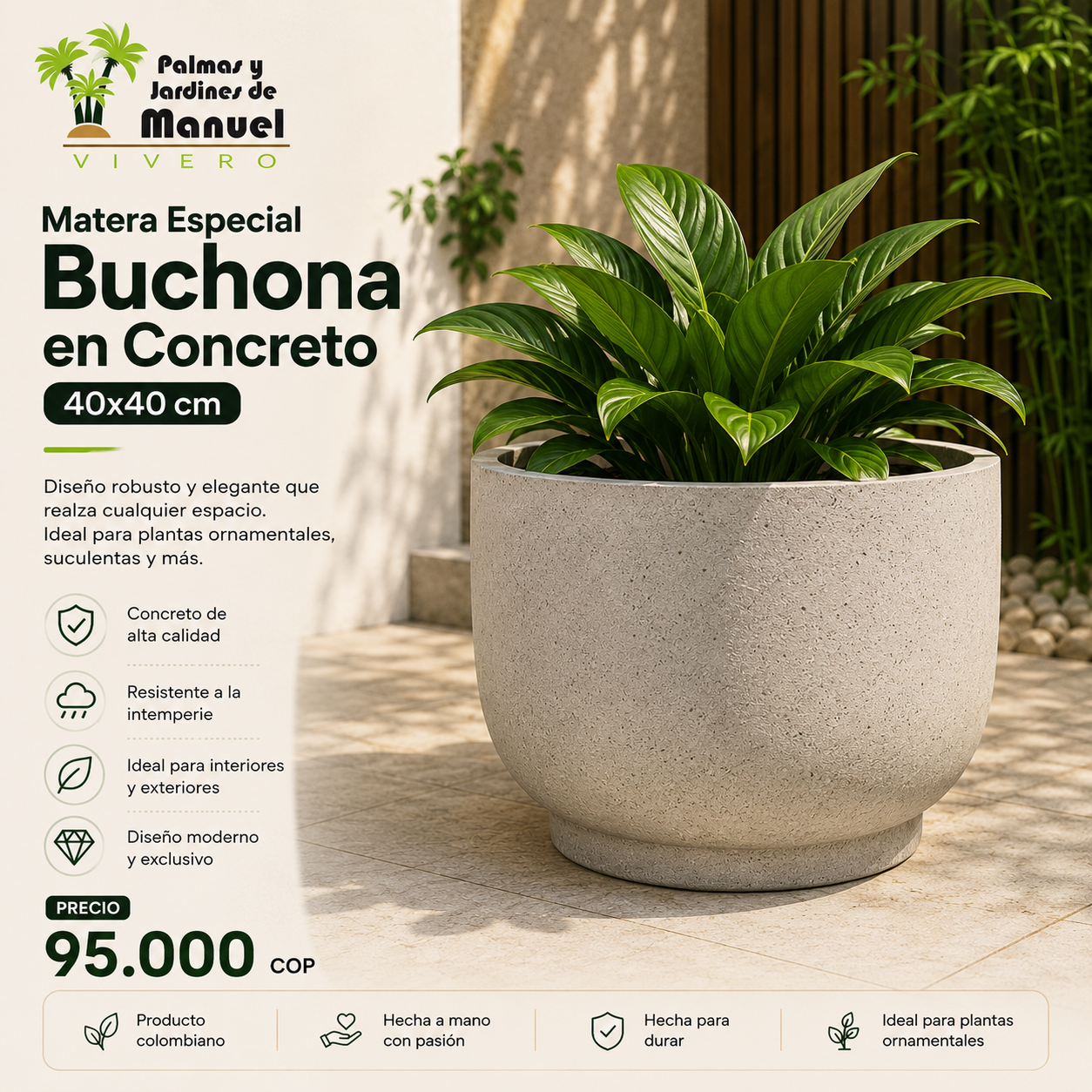 Matera Especial Buchona en Concreto 40x40 cm