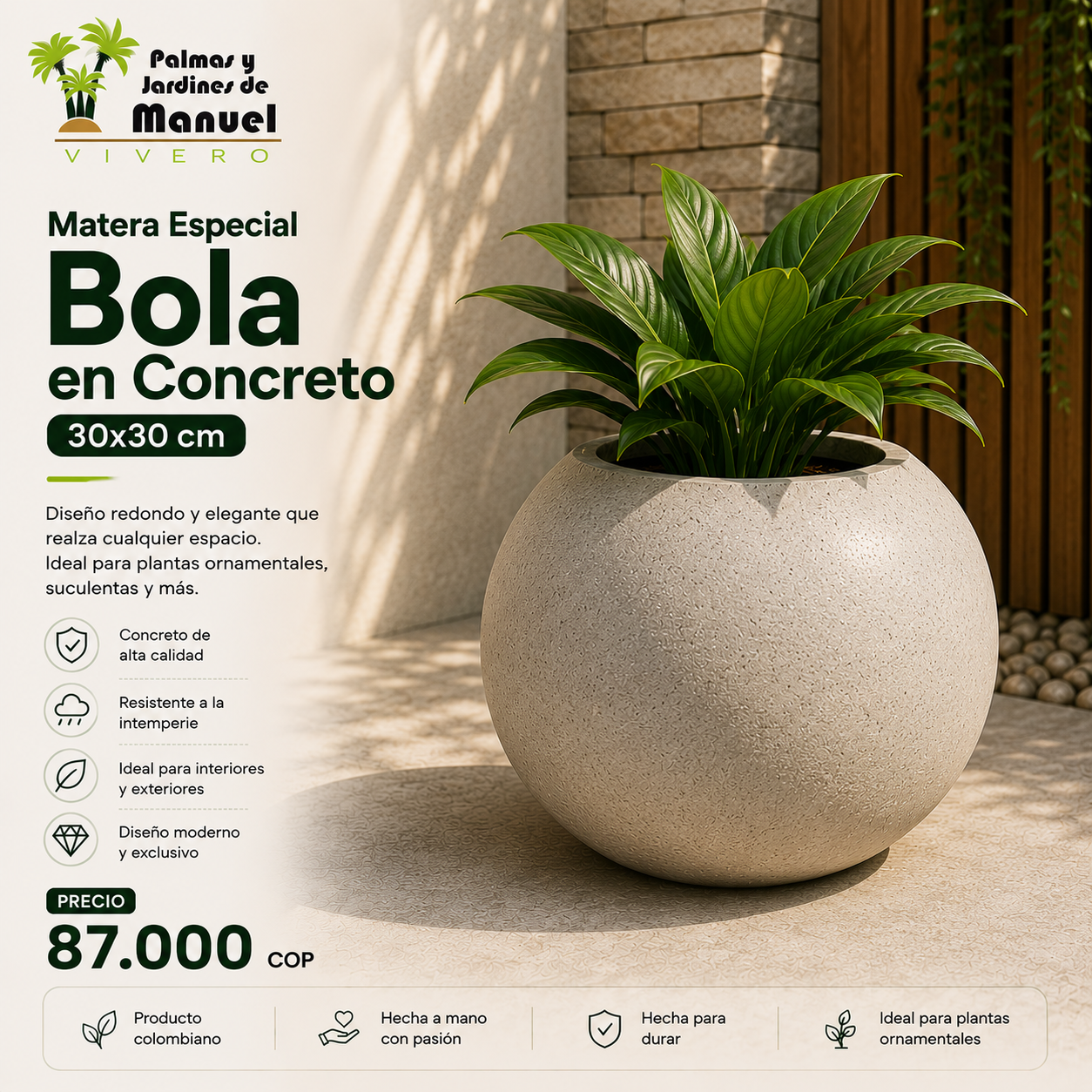 Matera Especial Bola en Concreto 30x30 cm