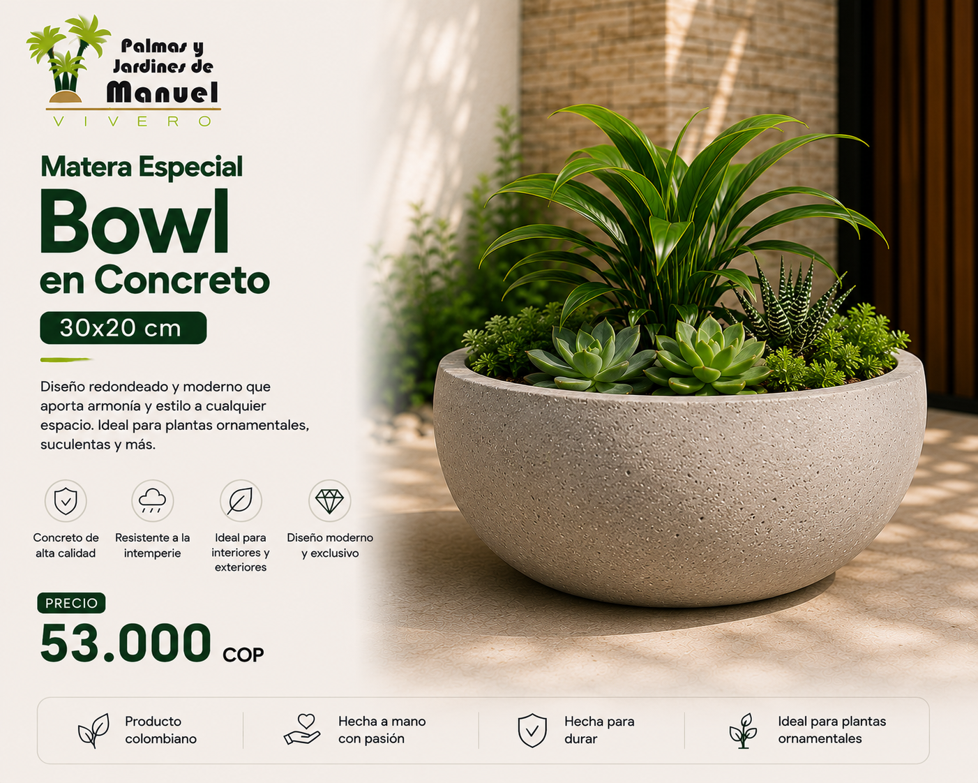 Matera Especial Bowl en Concreto 30x20 cm