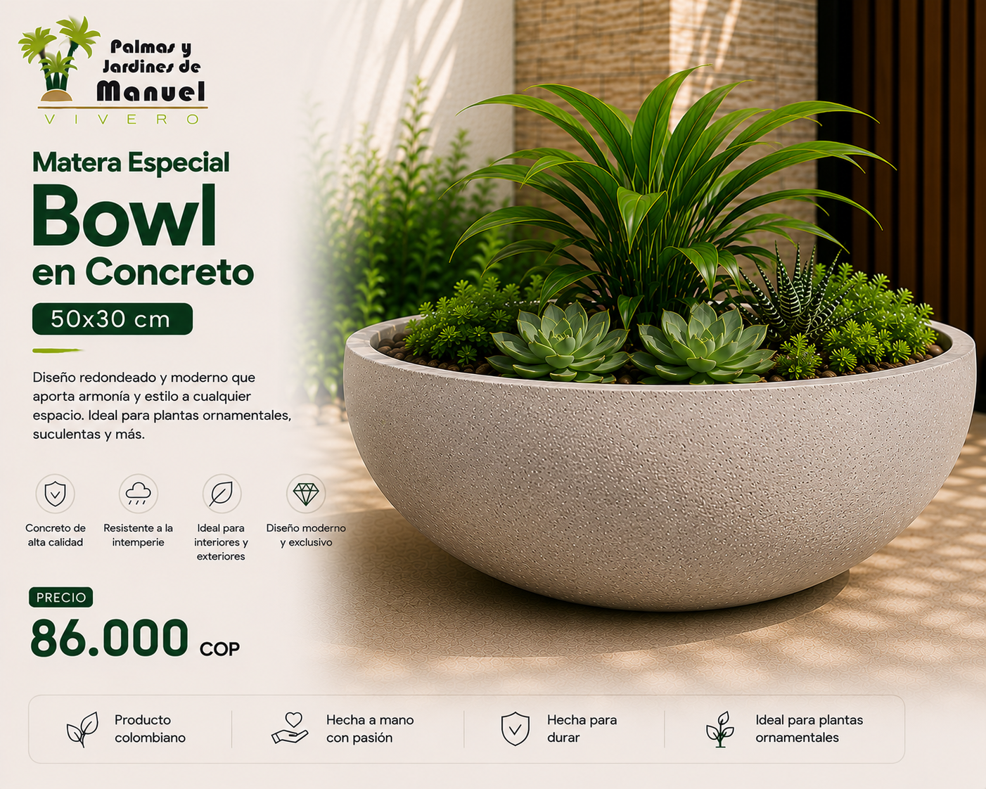 Matera Especial Bowl en Concreto 50x30 cm