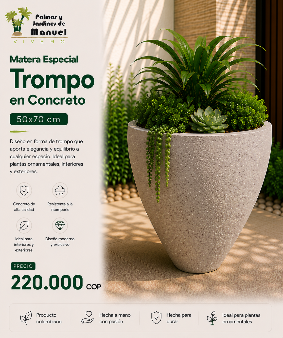 Matera Especial Trompo en Concreto 50x70 cm
