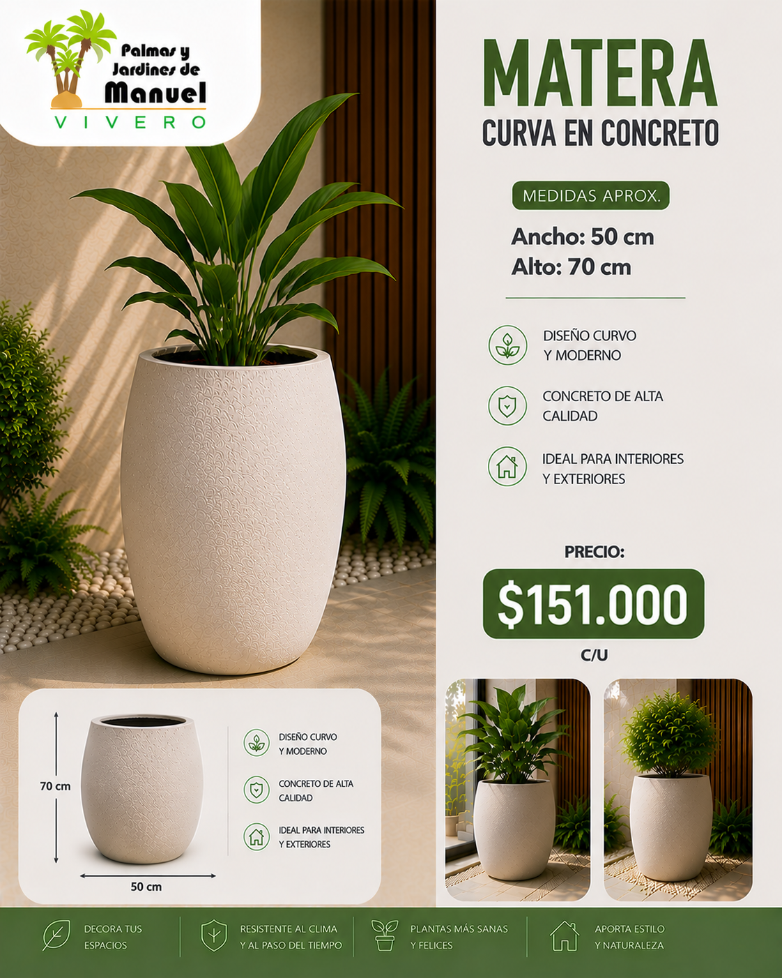 Curva en Concreto 50x70 cm