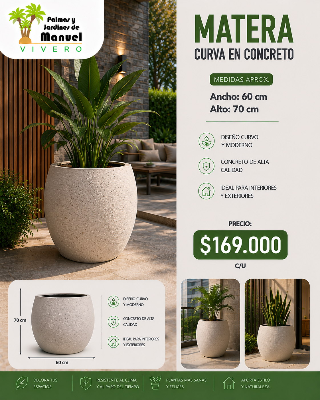 Curva en Concreto 60x70 cm