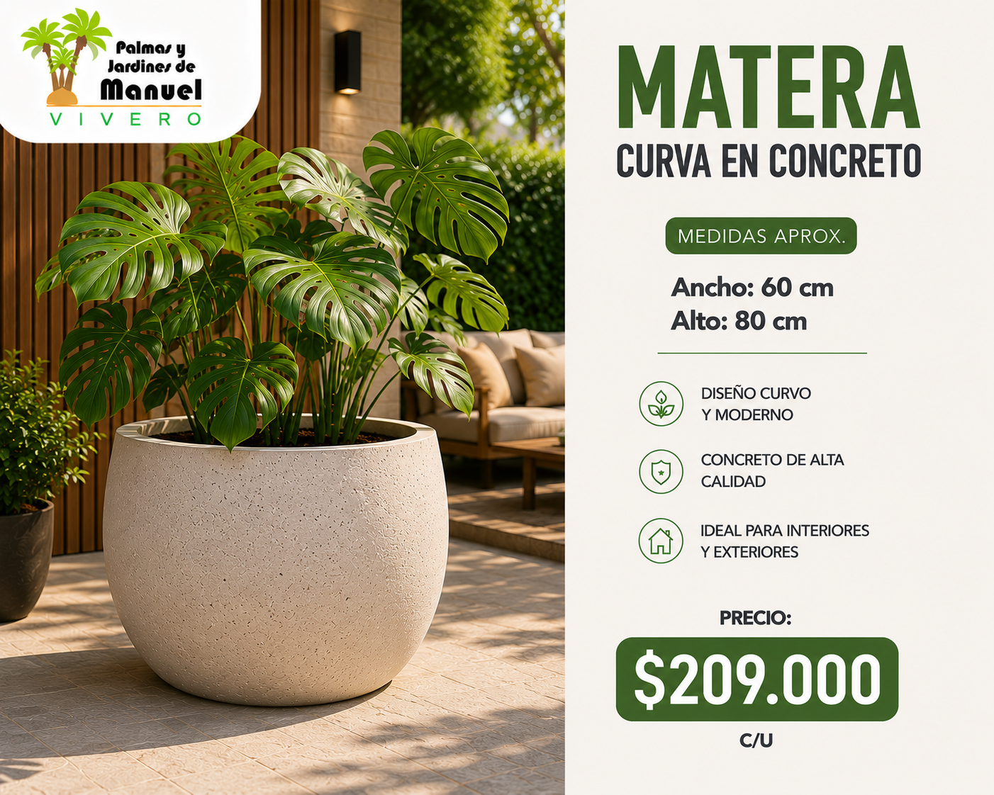 Curva en Concreto 60x80 cm