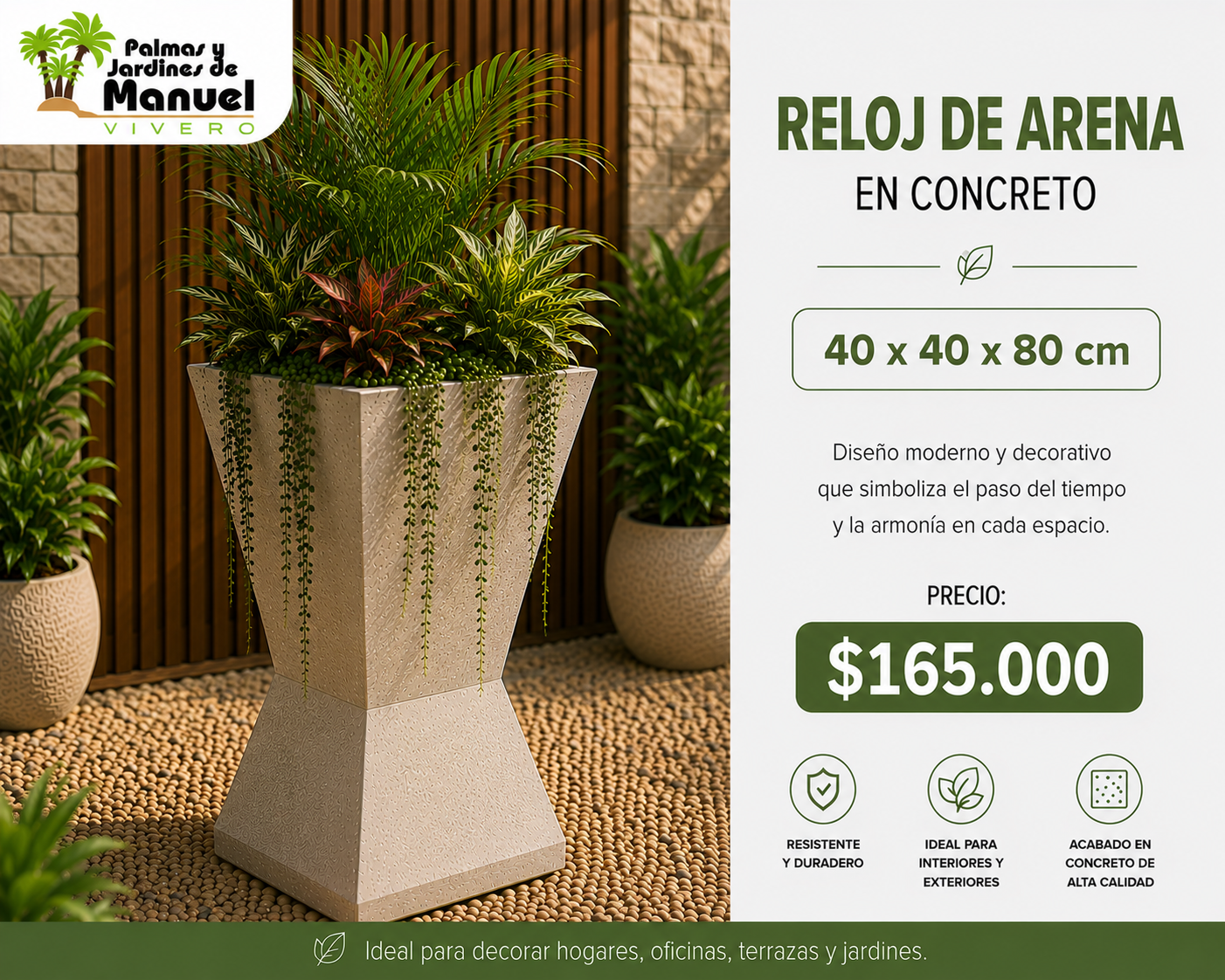 Reloj de arena en Concreto 40x40x80 cm