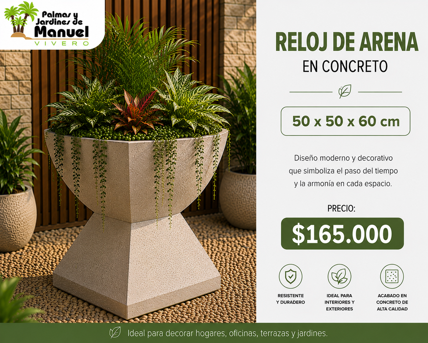 Reloj de arena en Concreto 50x50x60 cm