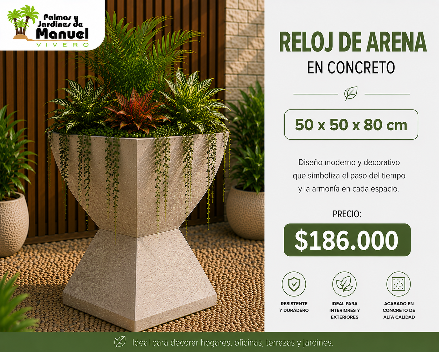 Reloj de arena en Concreto 50x50x80 cm