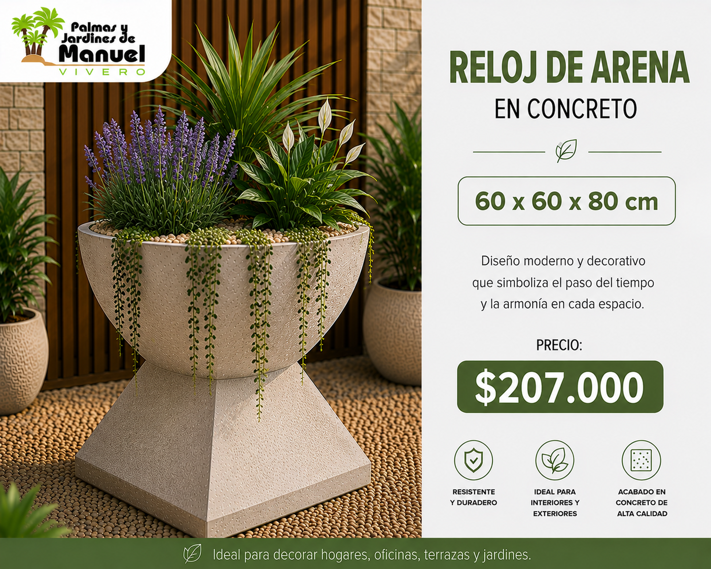 Reloj de arena en Concreto 60x60x80 cm