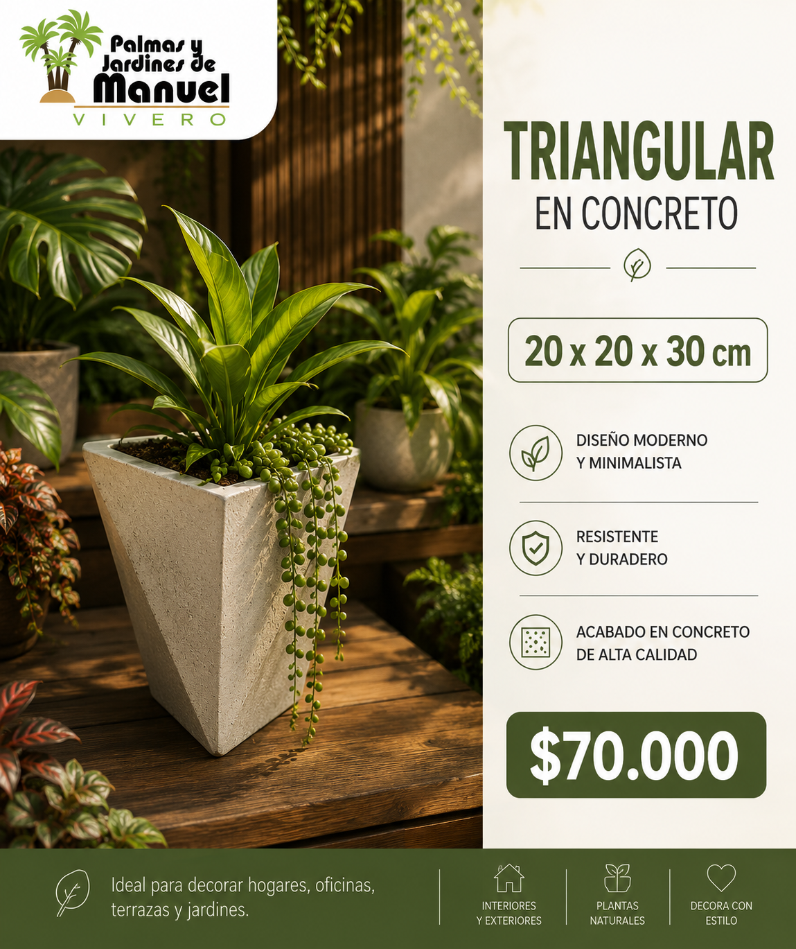 Triangular en Concreto 20x20x30 cm