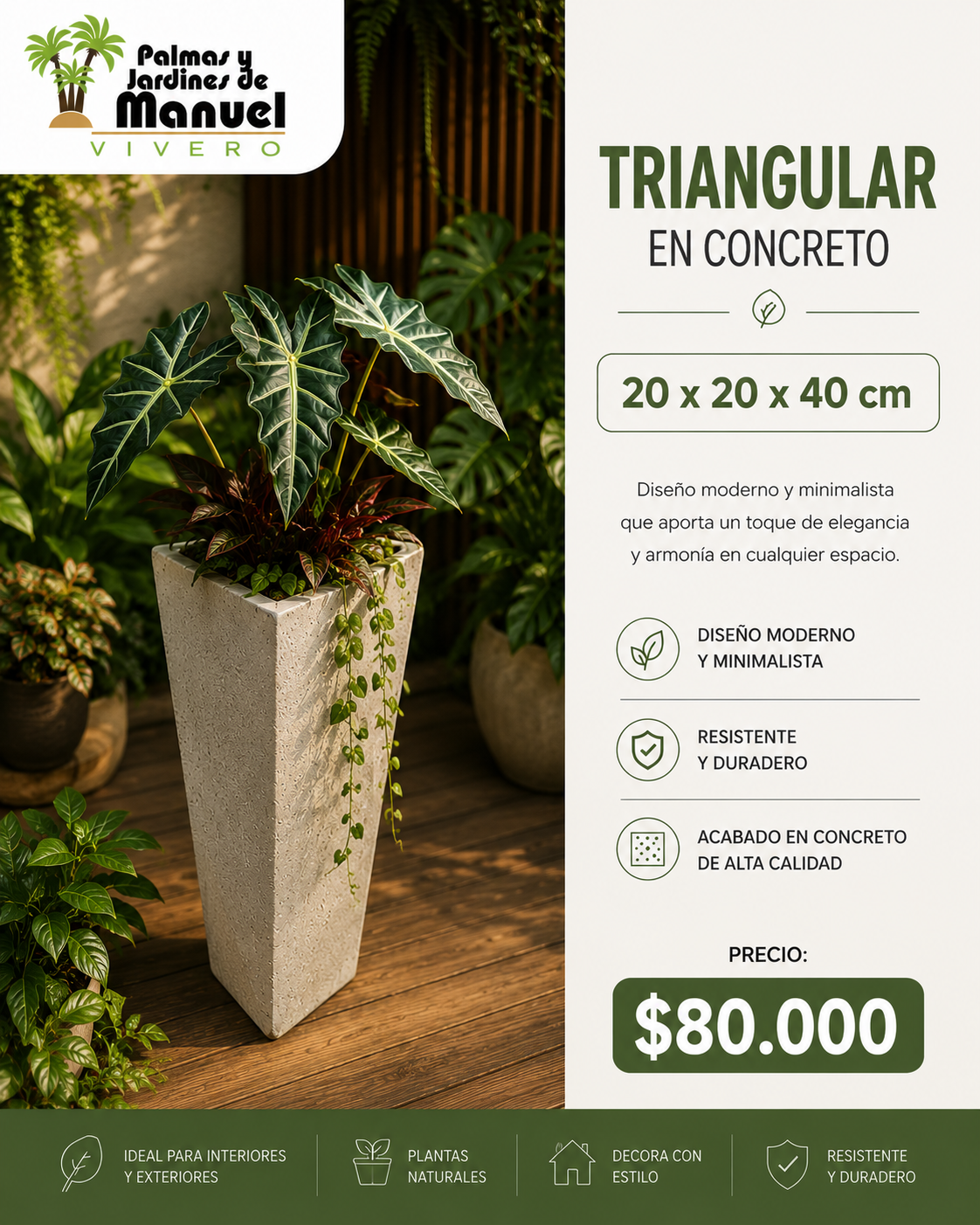 Triangular en Concreto 20x20x40 cm