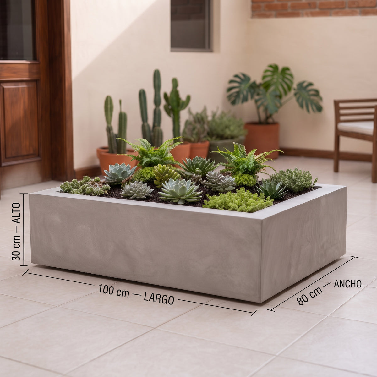 Jardinera en Concreto 100x80x30 cm