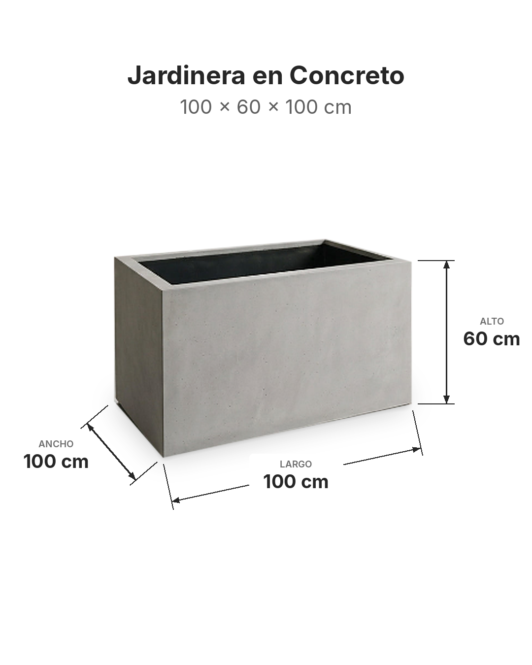 Jardinera en Concreto 100x60x100 cm